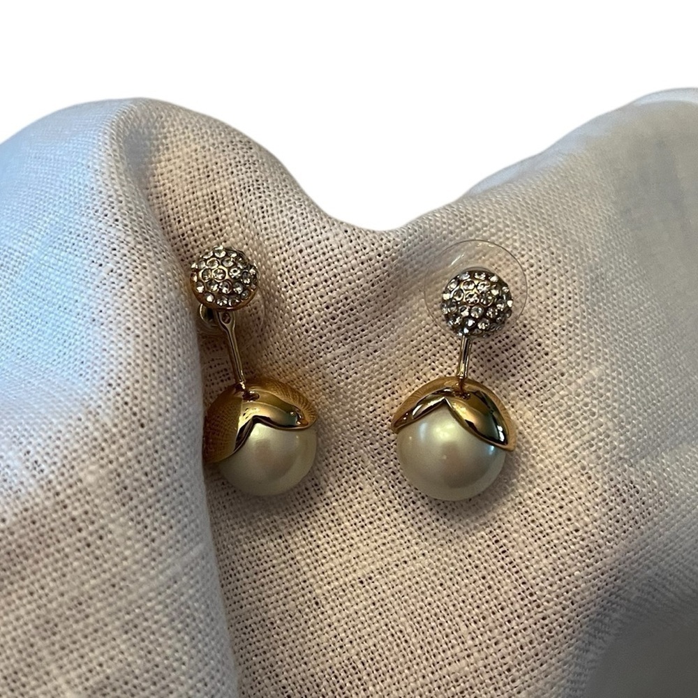 Gold Capped Pearl Drop Earrings